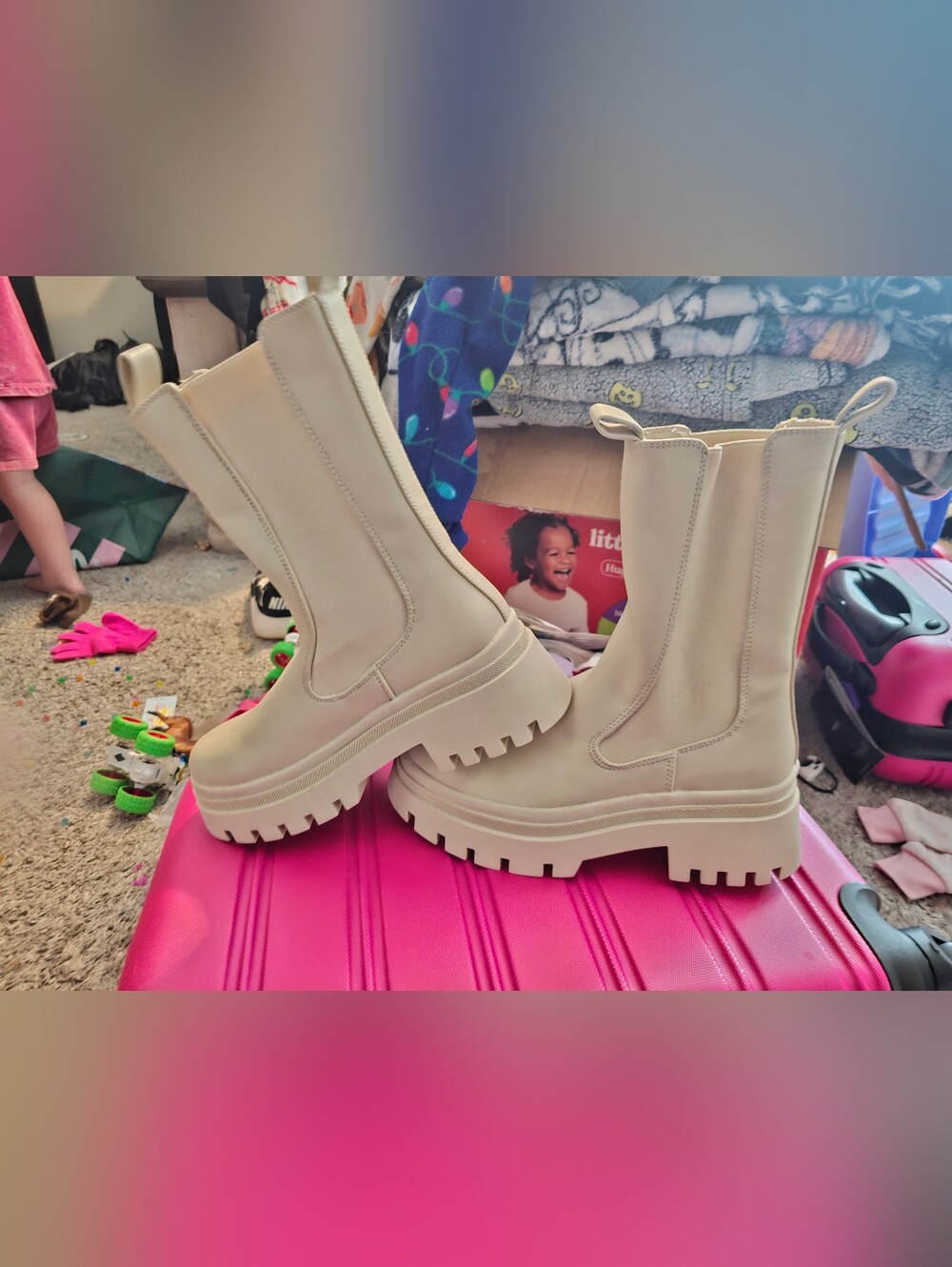 Primark Cream Platform Chelsea Boots for Women